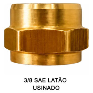 Porca Flange 3/8 Sae Em Latão Forjado Para Tubo De Cobre Gas