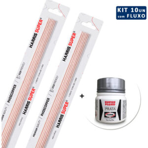 Kit 10 Vareta Solda Harris Foscoper + Fluxo Prata Refrigerac